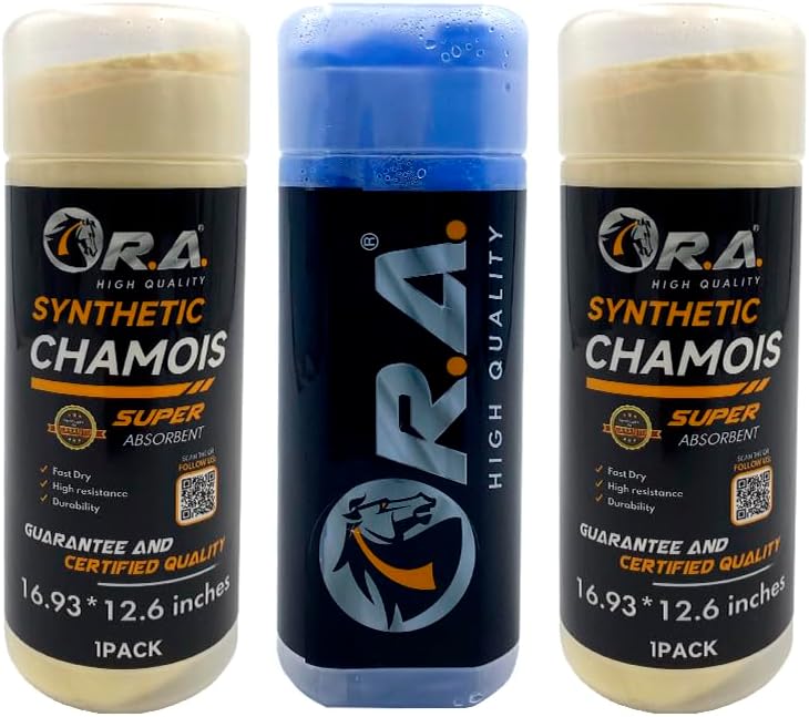 RA R.A. 3D Premium Fast Drying Shammy Towel for Car 3pack - Super Absorbent Chamois Towel for CAR - Cloth for Car Drying - Reusable Soft Car Wash Cloth - Dust Remove, No Scratch/Spot/Streak. - Image 1